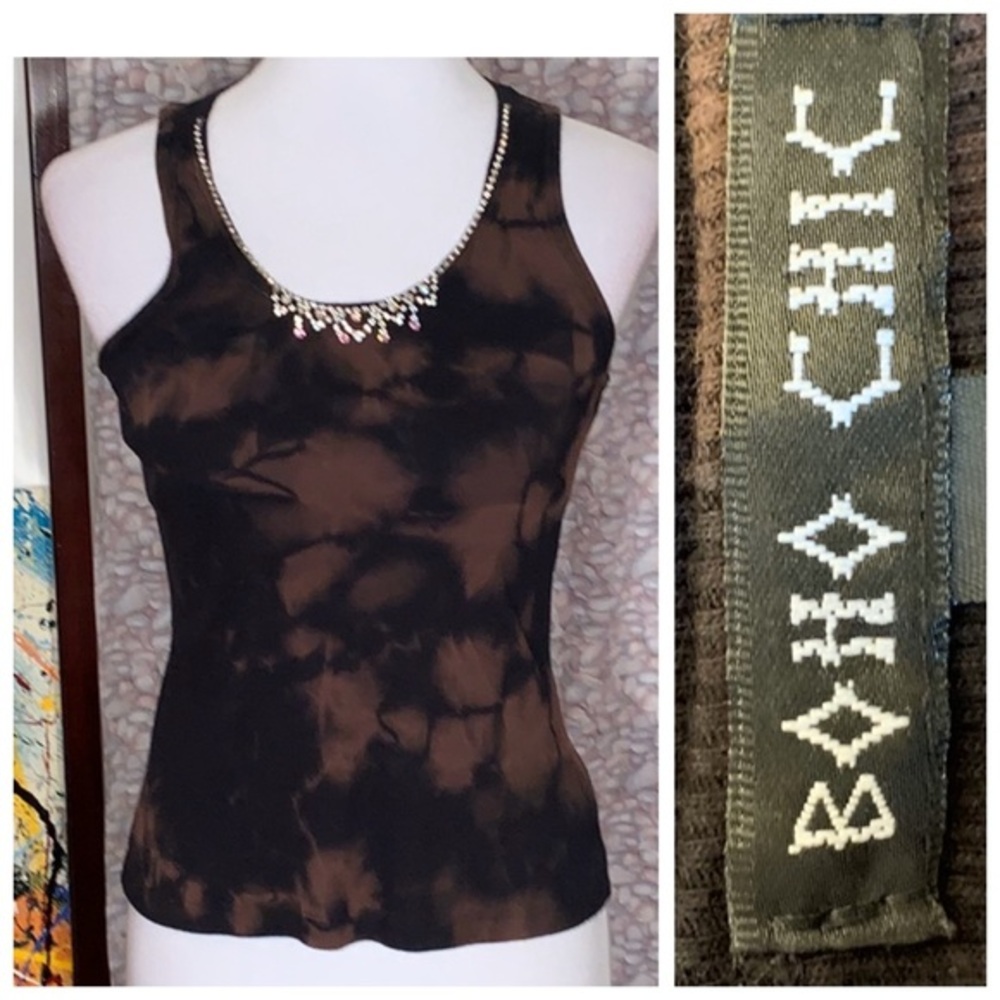 Boho Chic black and brown tank top.